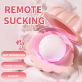 Vibrador de concha de perla con control remoto, succión y calefacción